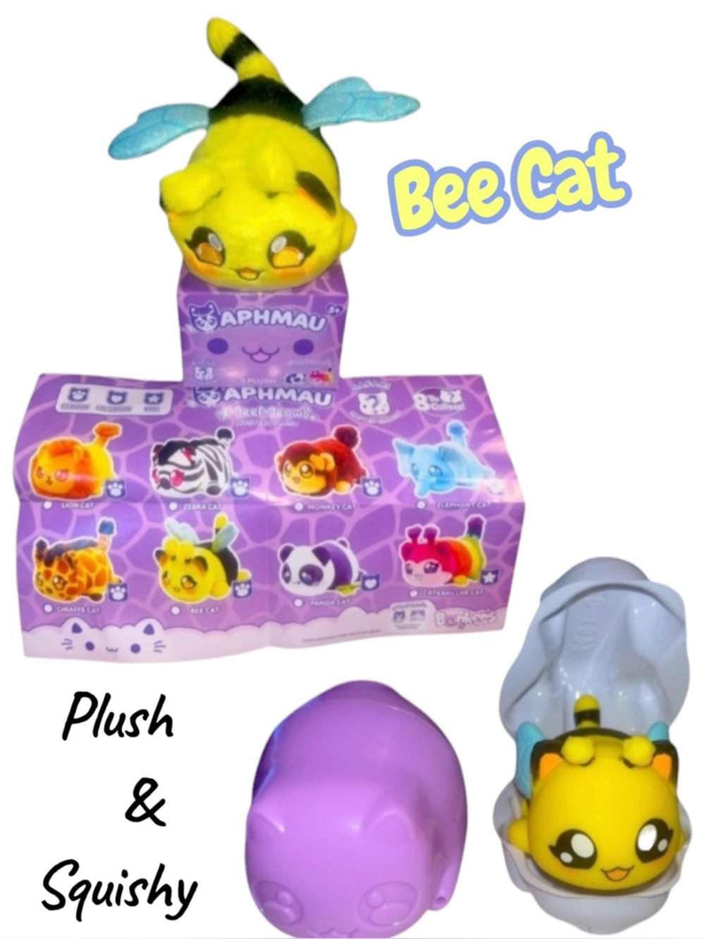 Aphmau Bee Cat Plush Toy⚡New- Aphmau Meemeows Squishy Figure Safari Bee Cat